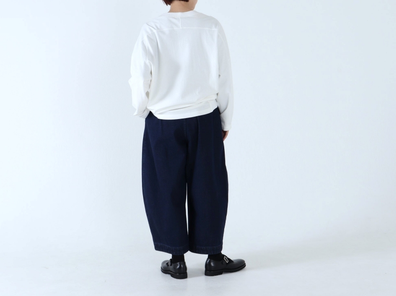 日本奶奶家 棉藍染繭型牛仔寬褲