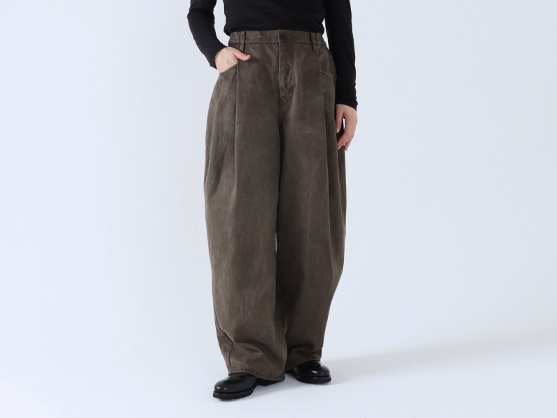 日本奶奶家 棉牛仔立體打摺寬褲 4色