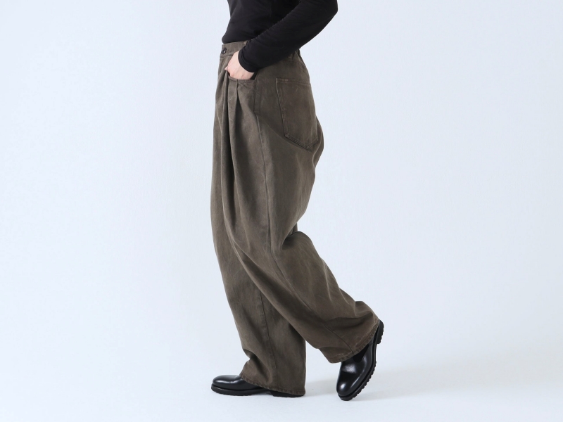 日本奶奶家 棉牛仔立體打摺寬褲 4色