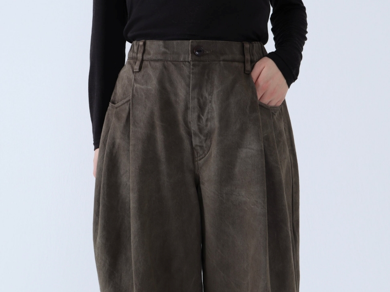 日本奶奶家 棉牛仔立體打摺寬褲 4色