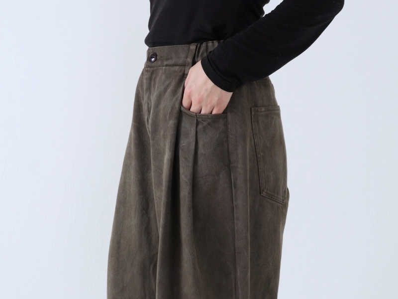 日本奶奶家 棉牛仔立體打摺寬褲 4色