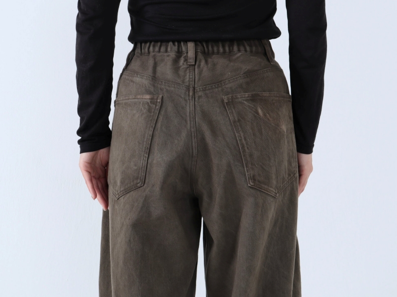 日本奶奶家 棉牛仔立體打摺寬褲 4色