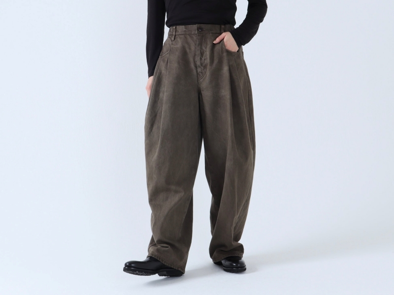 日本奶奶家 棉牛仔立體打摺寬褲 4色