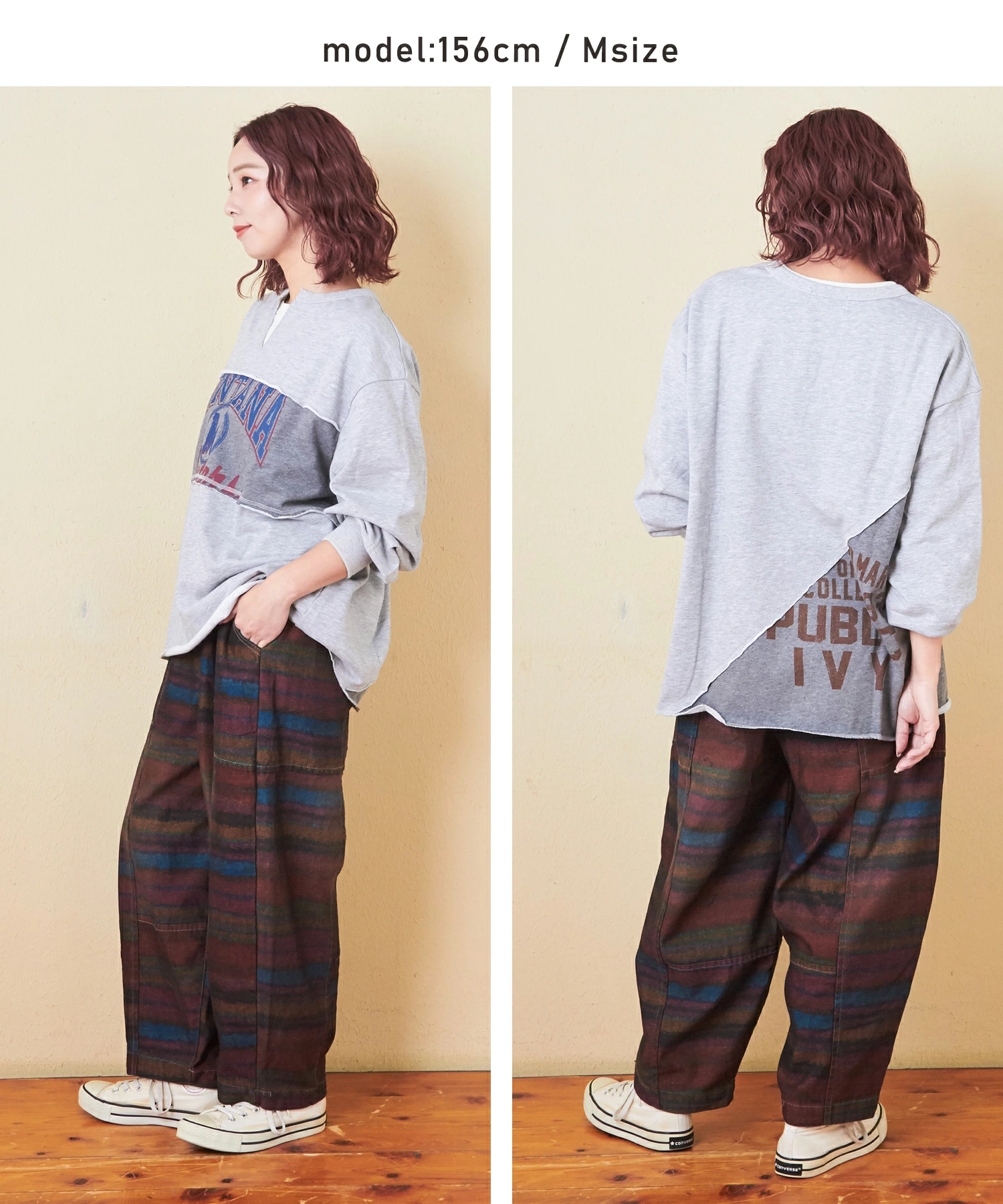 日本品牌 格紋印花寬褲