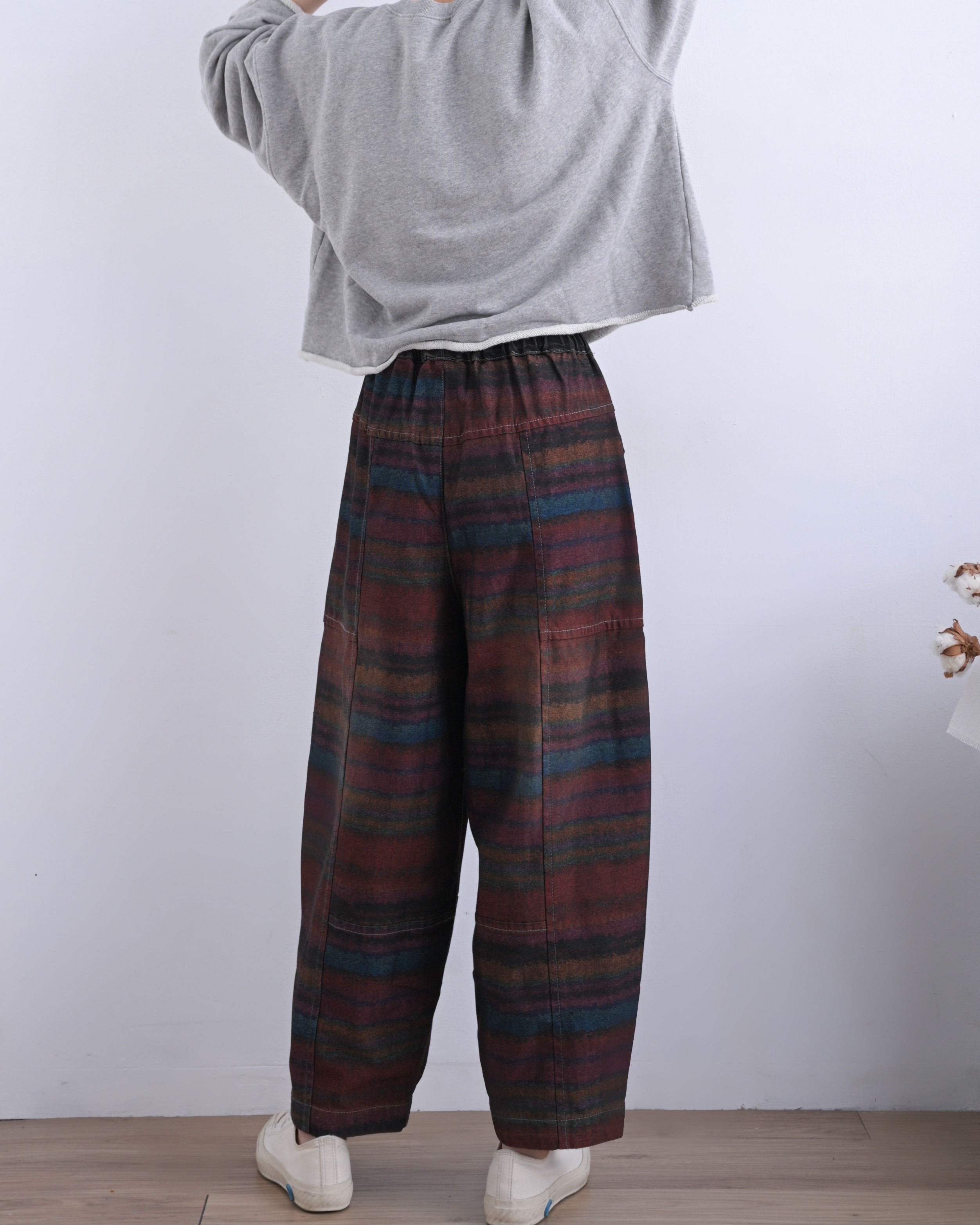 日本品牌 格紋印花寬褲