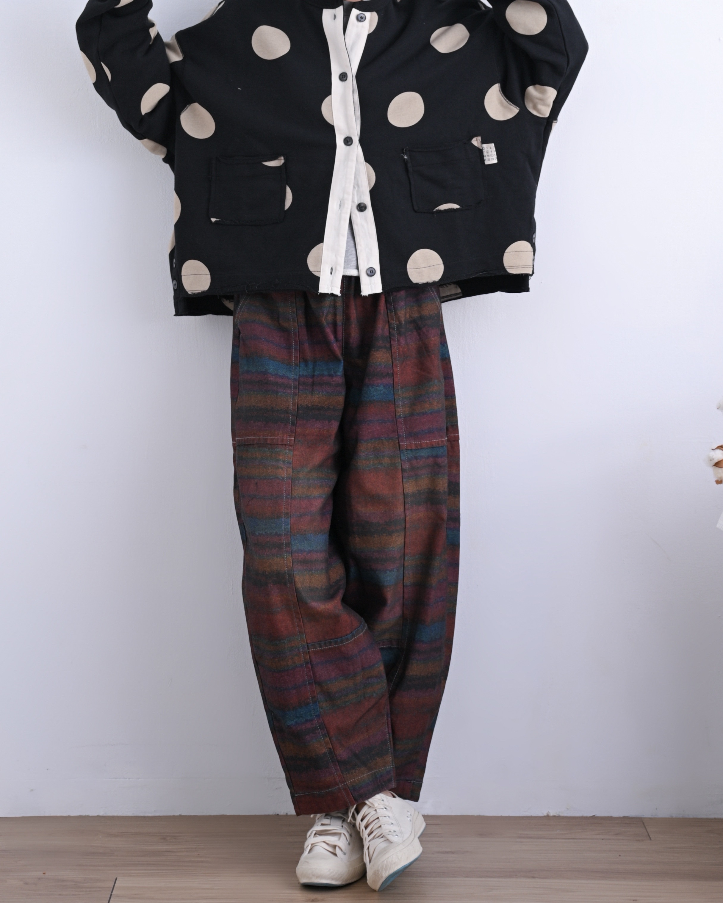 日本品牌 格紋印花寬褲