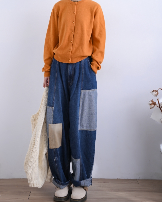 日本品牌 10.5oz 牛仔拼接繭型褲