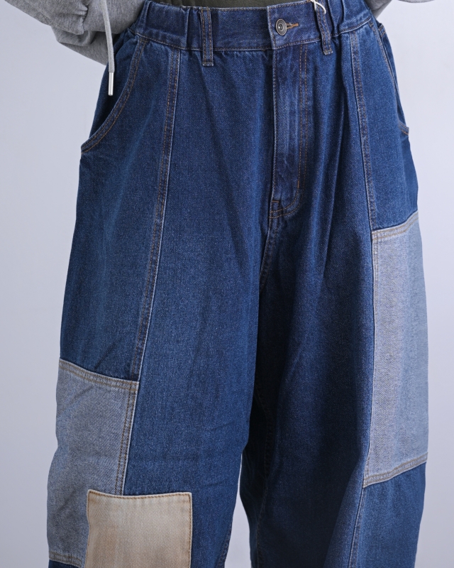 日本品牌 10.5oz 牛仔拼接繭型褲