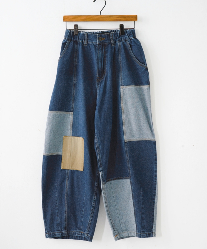 日本品牌 10.5oz 牛仔拼接繭型褲