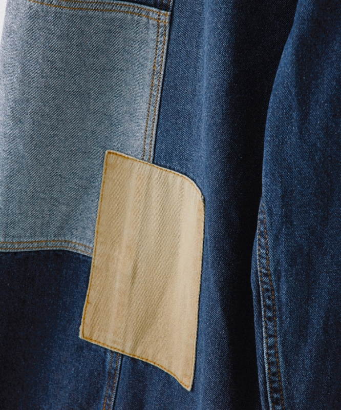 日本品牌 10.5oz 牛仔拼接繭型褲