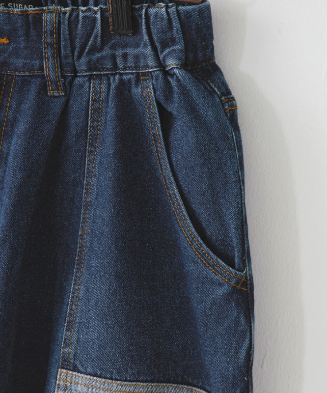 日本品牌 10.5oz 牛仔拼接繭型褲