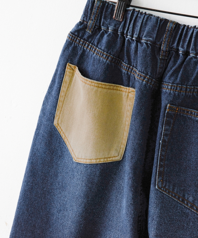 日本品牌 10.5oz 牛仔拼接繭型褲