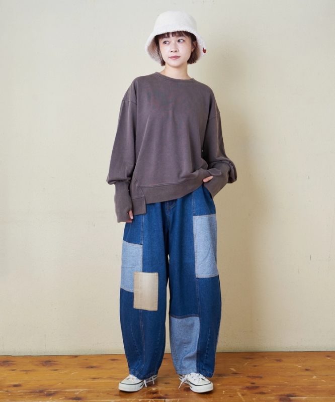 日本品牌 10.5oz 牛仔拼接繭型褲