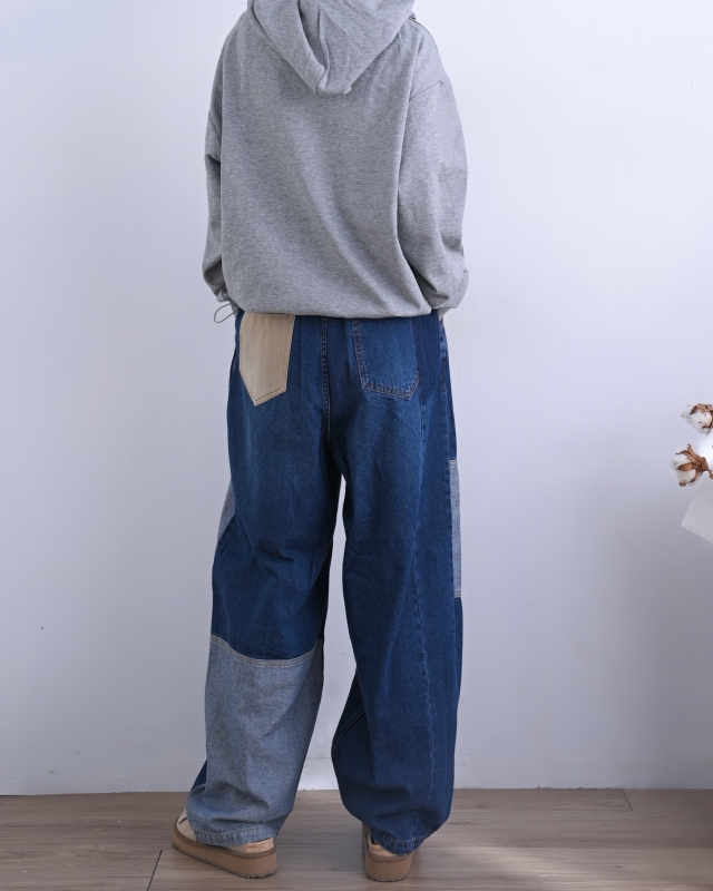 日本品牌 10.5oz 牛仔拼接繭型褲