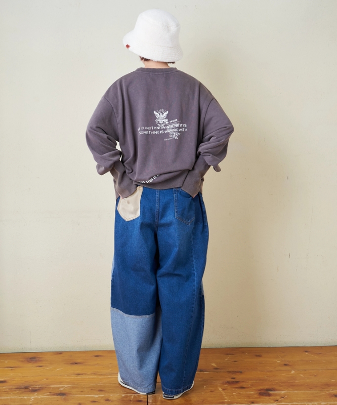 日本品牌 10.5oz 牛仔拼接繭型褲