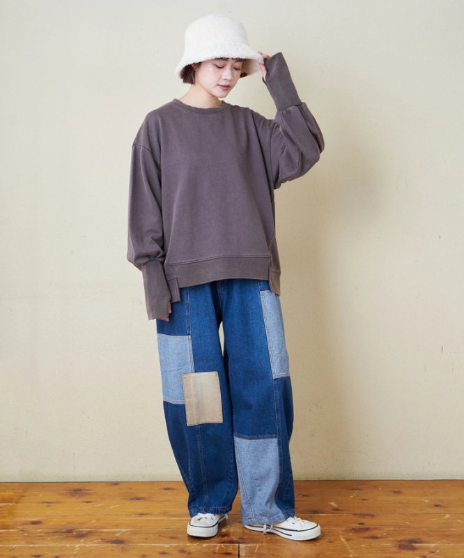 日本品牌 10.5oz 牛仔拼接繭型褲