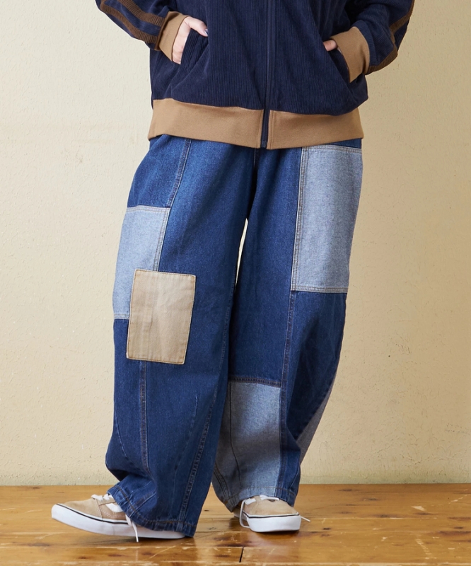 日本品牌 10.5oz 牛仔拼接繭型褲