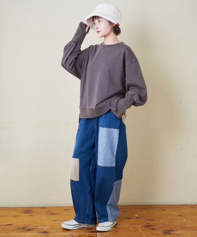 日本品牌 10.5oz 牛仔拼接繭型褲