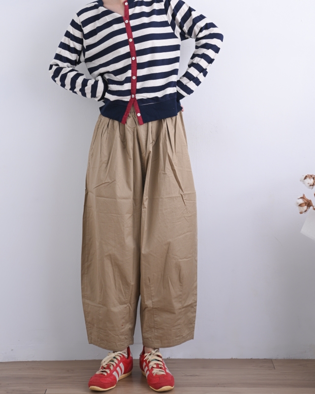 日本品牌 立體錐形斜紋寬褲 2色