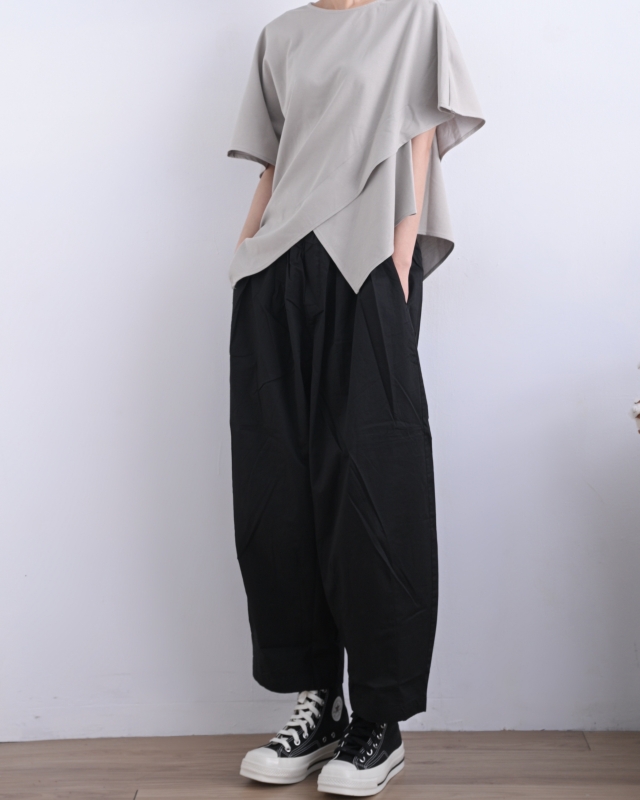 日本品牌 立體錐形斜紋寬褲 2色