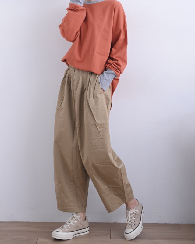 日本品牌 立體錐形斜紋寬褲 2色