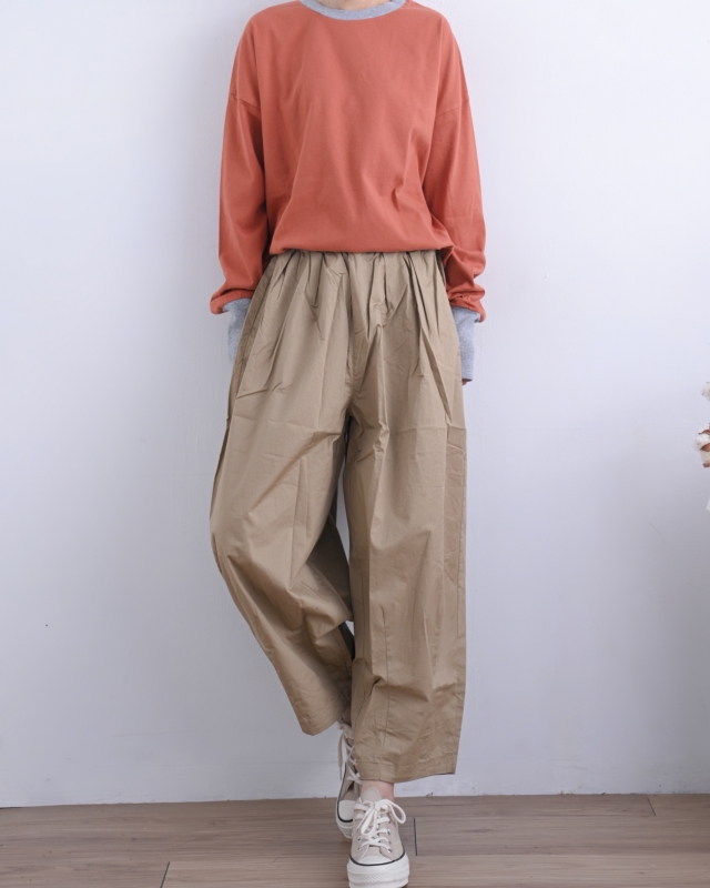 日本品牌 立體錐形斜紋寬褲 2色