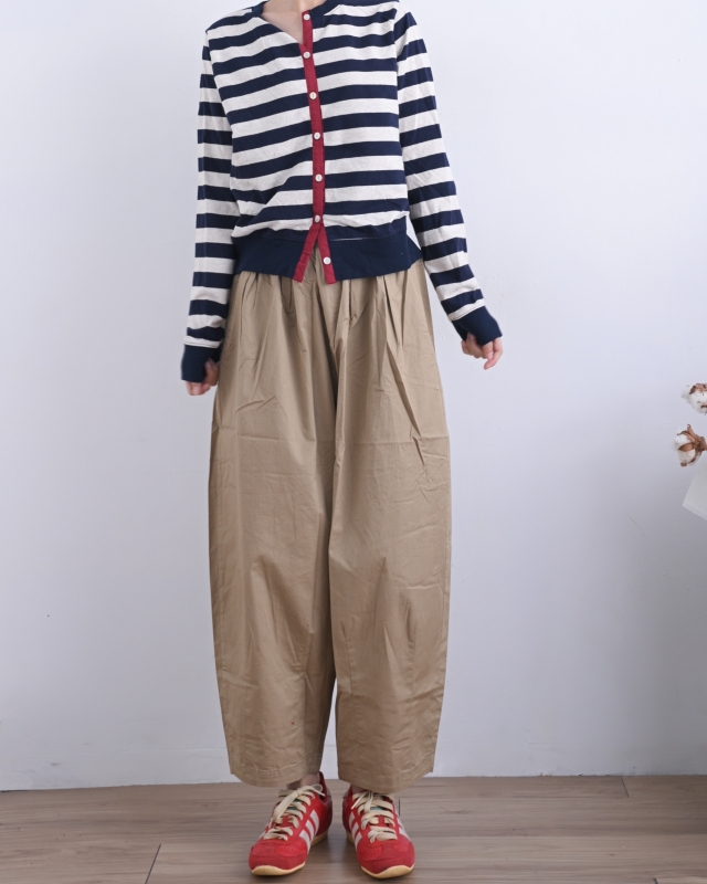 日本品牌 立體錐形斜紋寬褲 2色