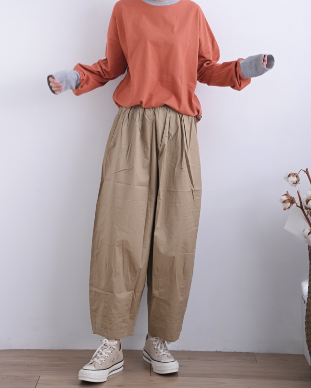 日本品牌 立體錐形斜紋寬褲 2色