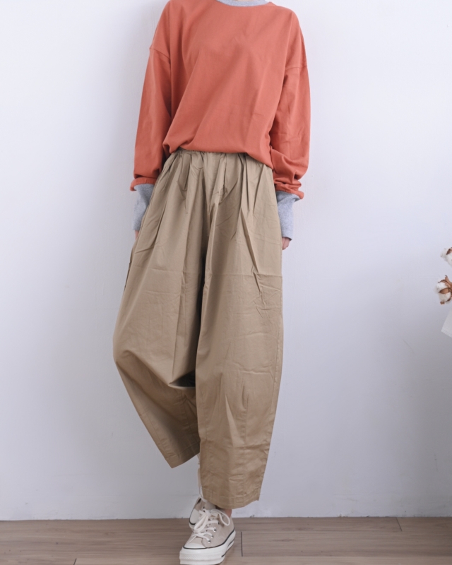 日本品牌 立體錐形斜紋寬褲 2色