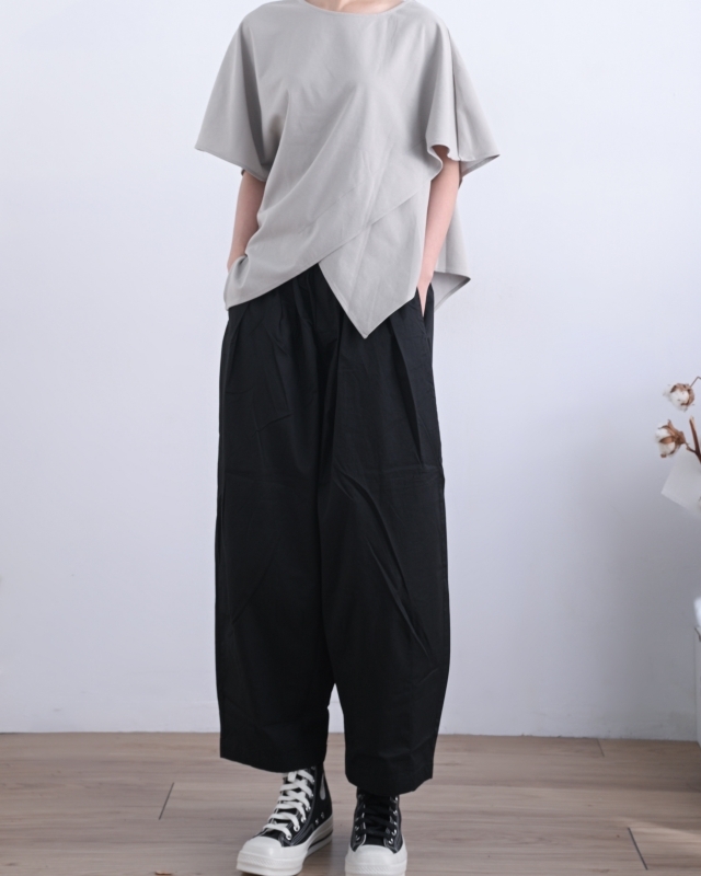 日本品牌 立體錐形斜紋寬褲 2色