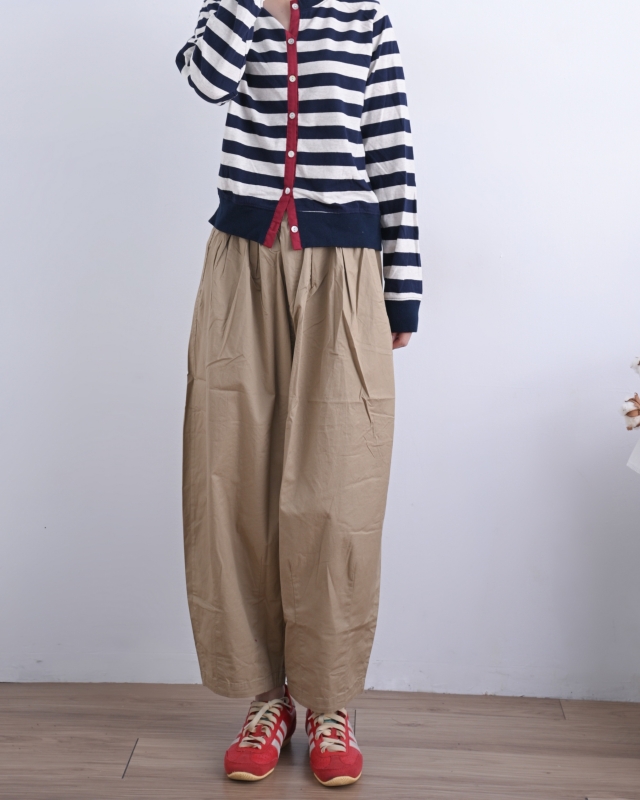 日本品牌 立體錐形斜紋寬褲 2色