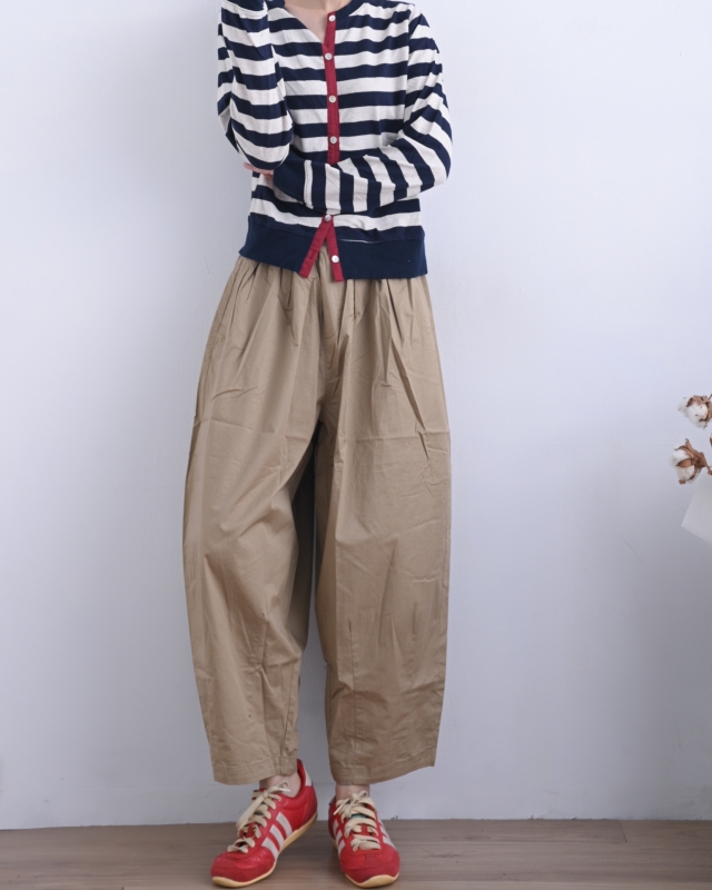 日本品牌 立體錐形斜紋寬褲 2色