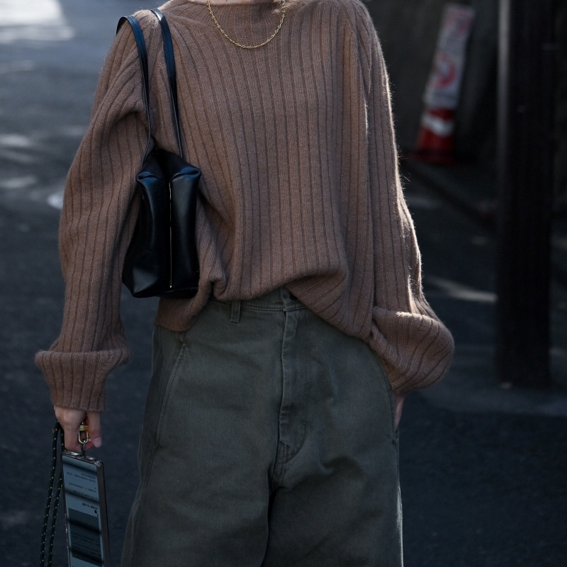 日本奶奶家2號 水洗牛仔曲線寬褲