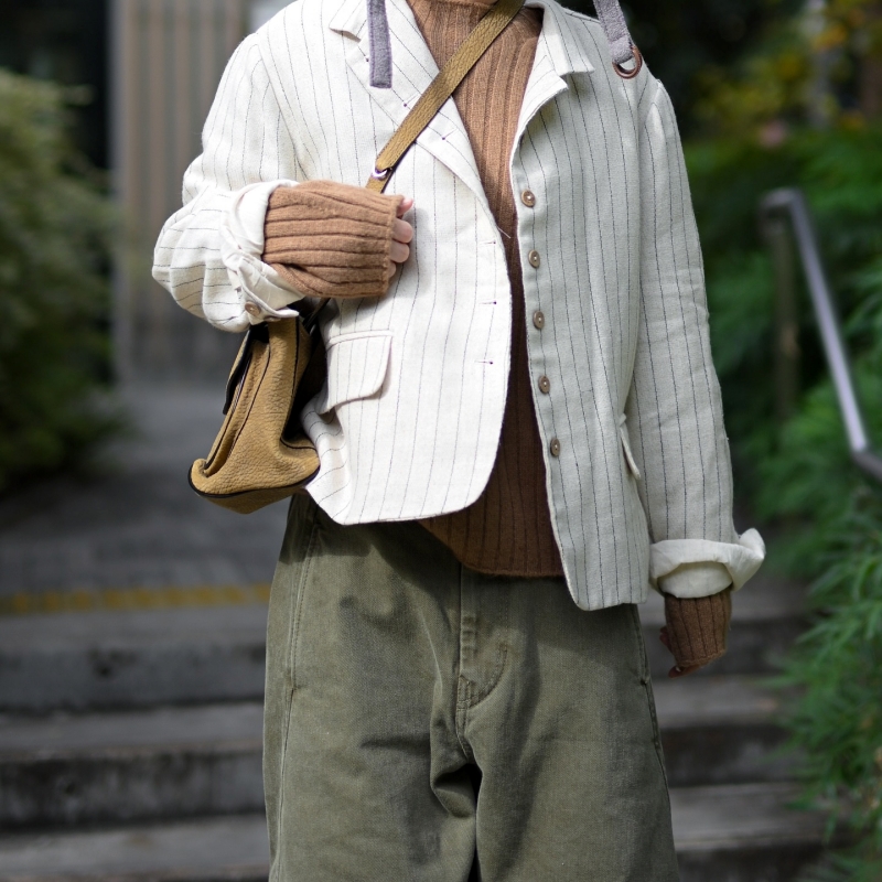 日本奶奶家2號 水洗牛仔曲線寬褲