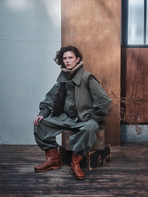 日本奶奶家2號 水洗牛仔曲線寬褲