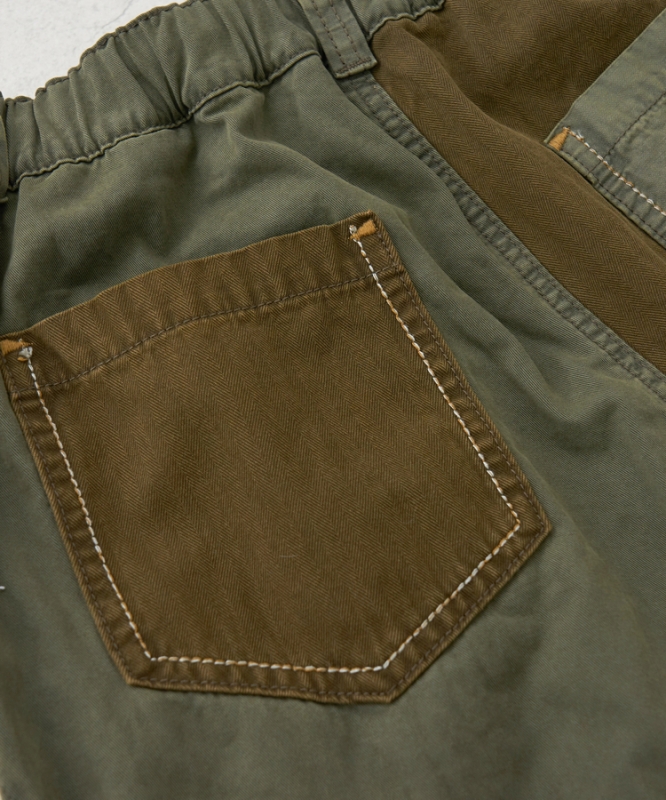 日本品牌 硫化染斜紋x迷你人字紋拼接長裙 2色