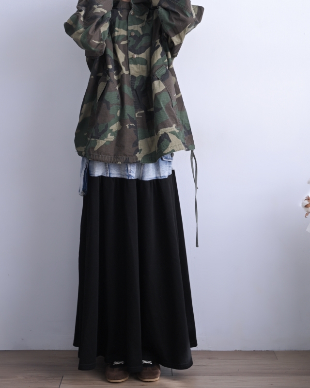 日本品牌 牛仔拼接內刷毛長裙