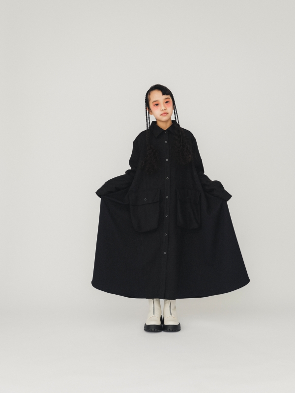 日本伊努伊努 人字紋口袋拼接襯衫洋 2色 大人款