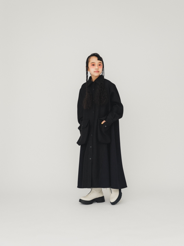 日本伊努伊努 人字紋口袋拼接襯衫洋 2色 大人款