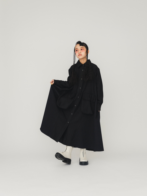 日本伊努伊努 人字紋口袋拼接襯衫洋 2色 大人款