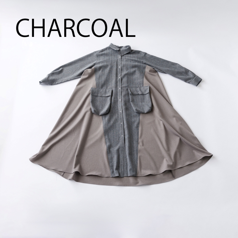 日本伊努伊努 人字紋口袋拼接襯衫洋 2色 大人款