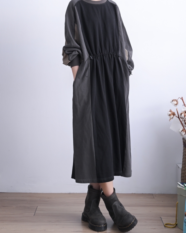 日本品牌 雙色抽繩長洋