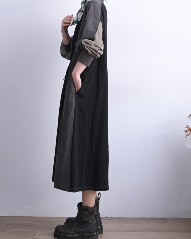 日本品牌 雙色抽繩長洋