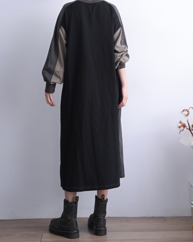 日本品牌 雙色抽繩長洋