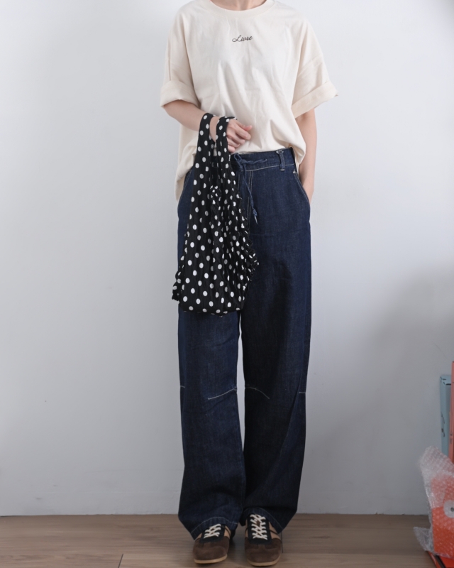 日本品牌 波浪皺皺的點點彈性手提包