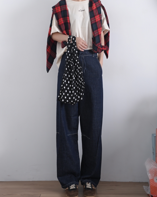 日本品牌 波浪皺皺的點點彈性手提包