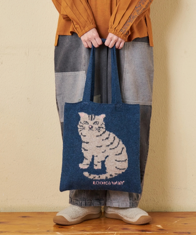 日本品牌 動物刺繡厚織托特包 4色