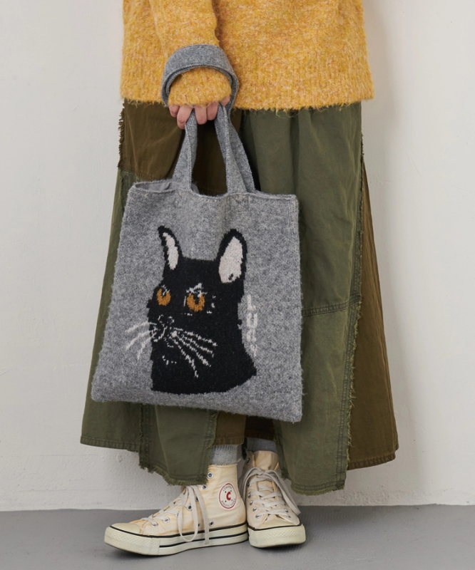 日本品牌 動物刺繡厚織托特包 4色