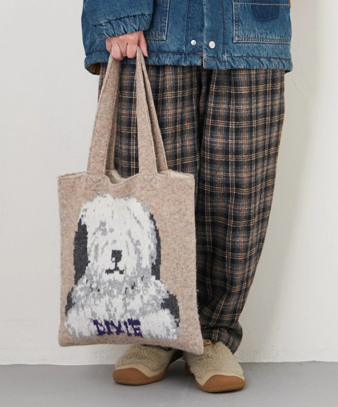 日本品牌 動物刺繡厚織托特包 4色