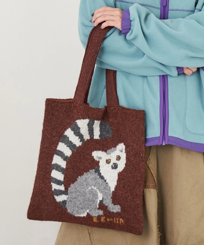 日本品牌 動物刺繡厚織托特包 4色